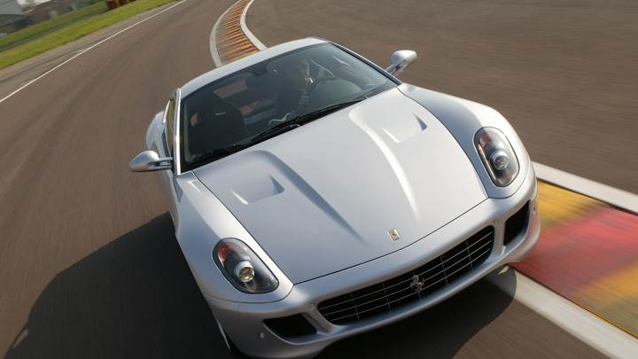 Ferrari 599 GTB Fiorano In White Front Pose On Race Course